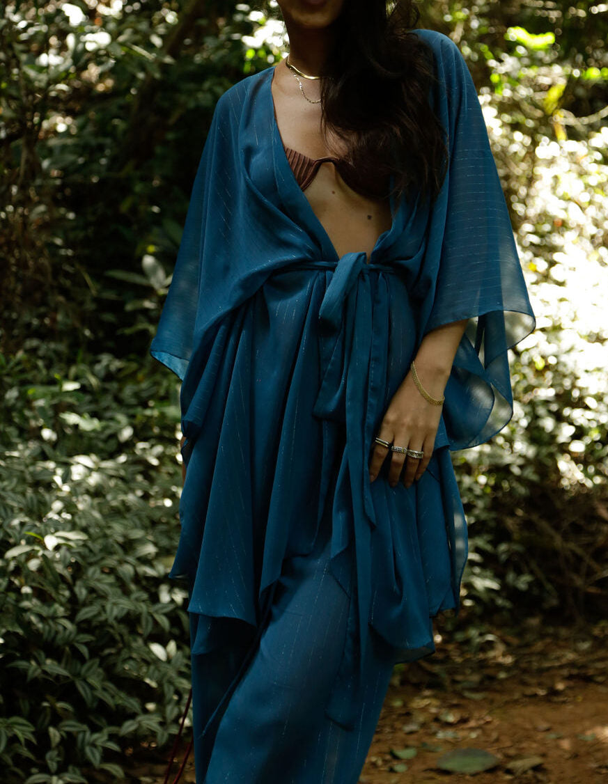 KAFTAN CURTO PETROLEO - detalhe - NAYA Beachwear