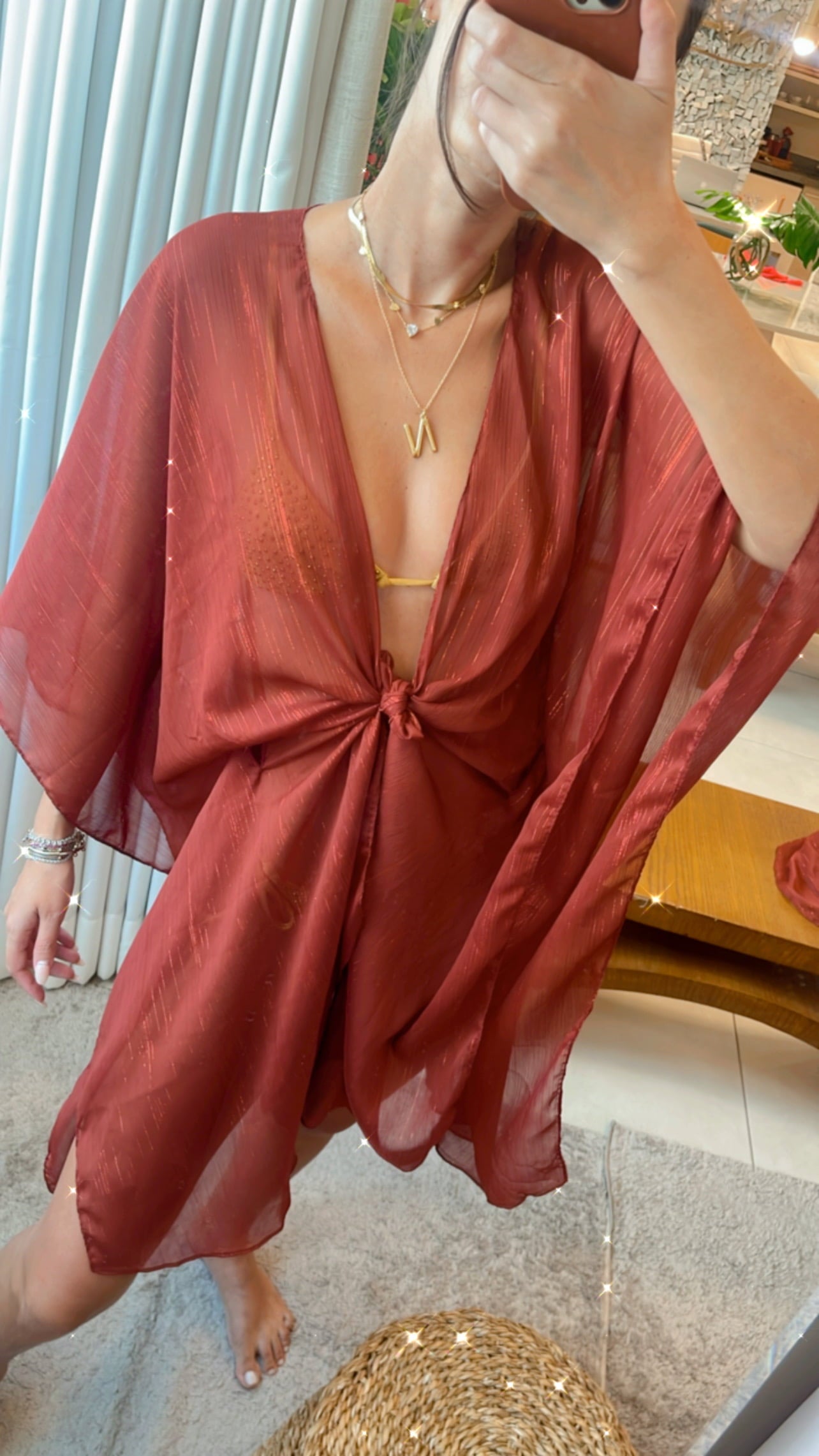 KAFTAN CURTO BORDÔ - imagem 4