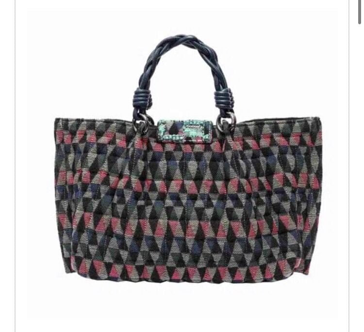 MAXI BOLSA ISLA MARINHO TAPEÇARIA MATELASSÊ BORDADA ALÇAS EM COURO NATURAL MULTI BLUE ISLA - imagem 4