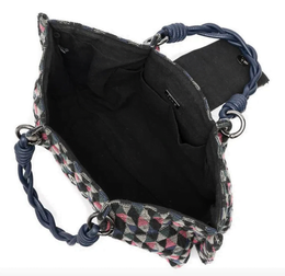 MAXI BOLSA ISLA MARINHO TAPEÇARIA MATELASSÊ BORDADA ALÇAS EM COURO NATURAL MULTI BLUE ISLA - imagem 5