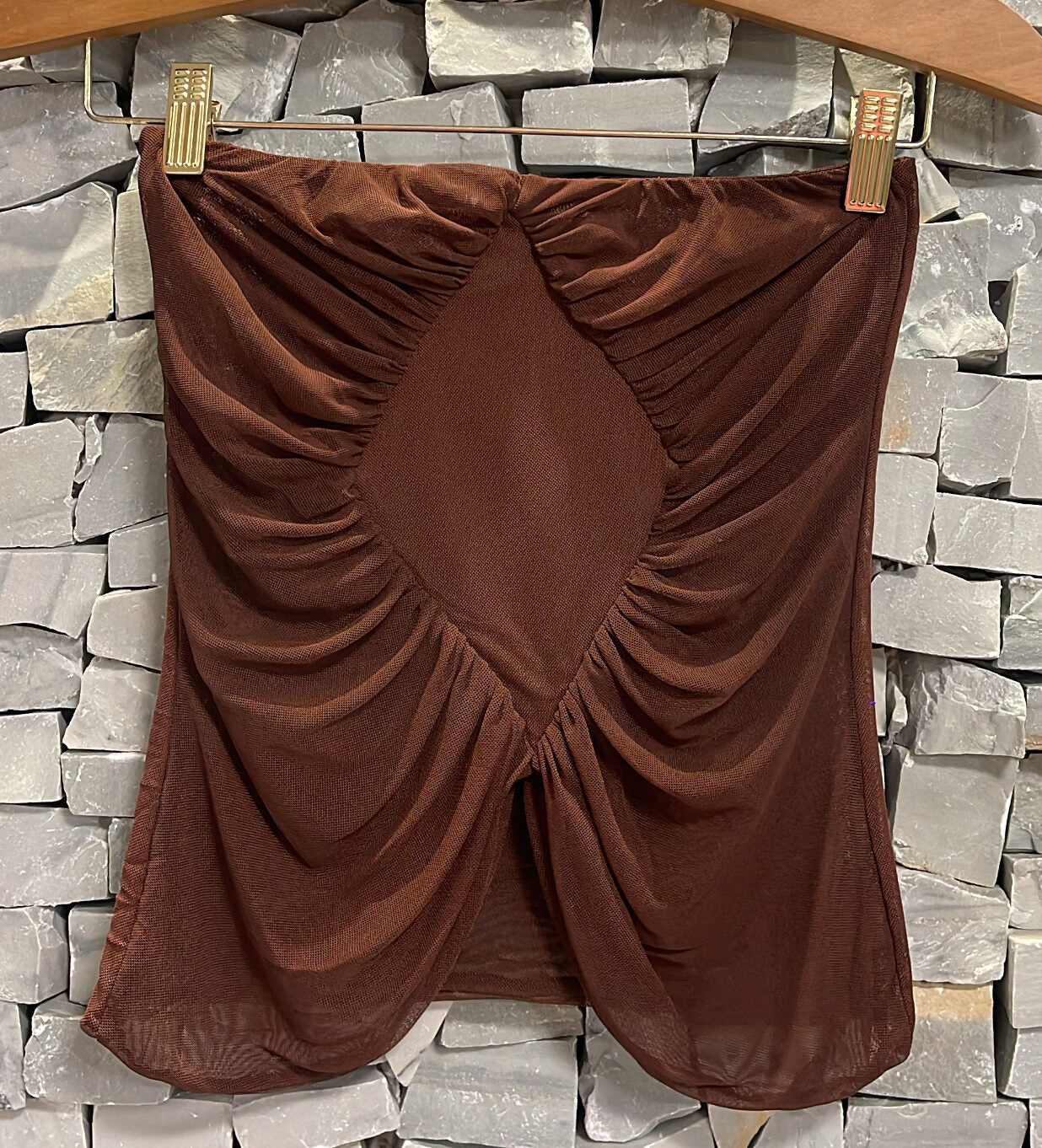 BLUSA PORTOFINO TULE MARROM - imagem 1