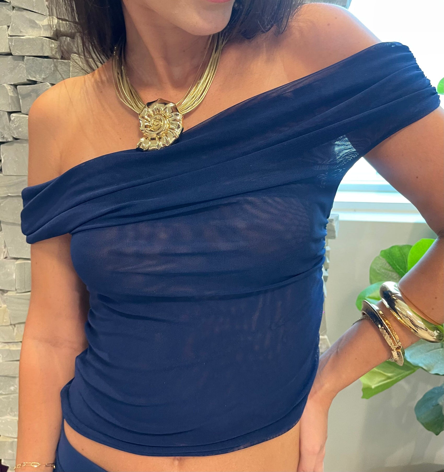 BLUSA CANNES TULE MARINHO - imagem 2