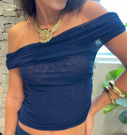 BLUSA CANNES TULE MARINHO - imagem 2