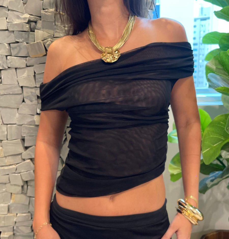 BLUSA CANNES TULE PRETA - NAYA Beachwear