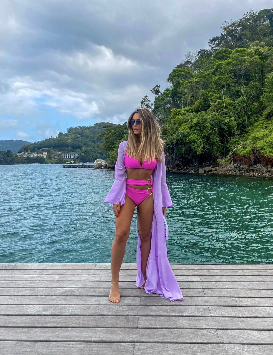 KAFTAN LONGO LAVANDA LISO - NAYA Beachwear