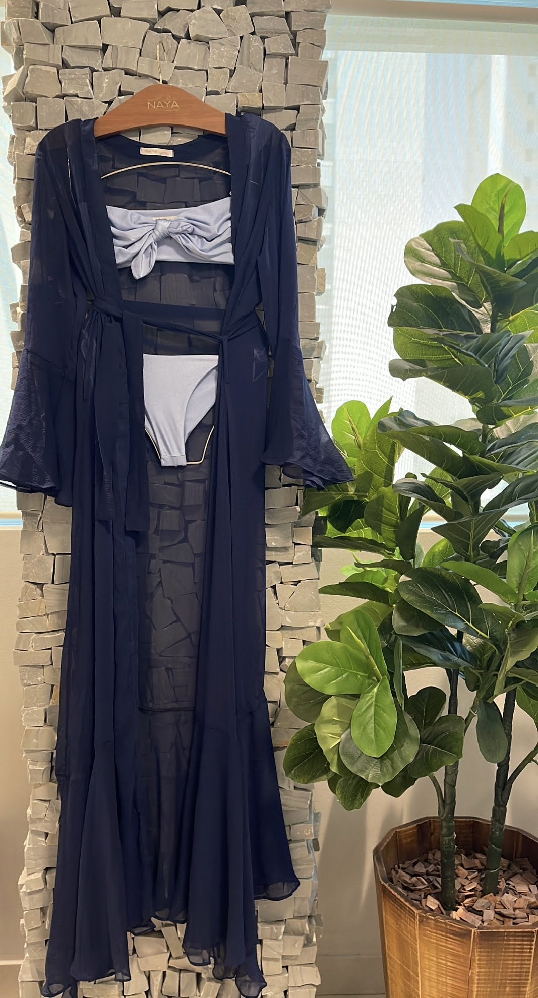 KAFTAN LONGO AZUL MARINHO LISO - imagem 6