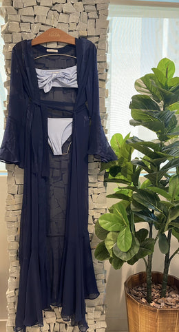 KAFTAN LONGO AZUL MARINHO LISO - imagem 6
