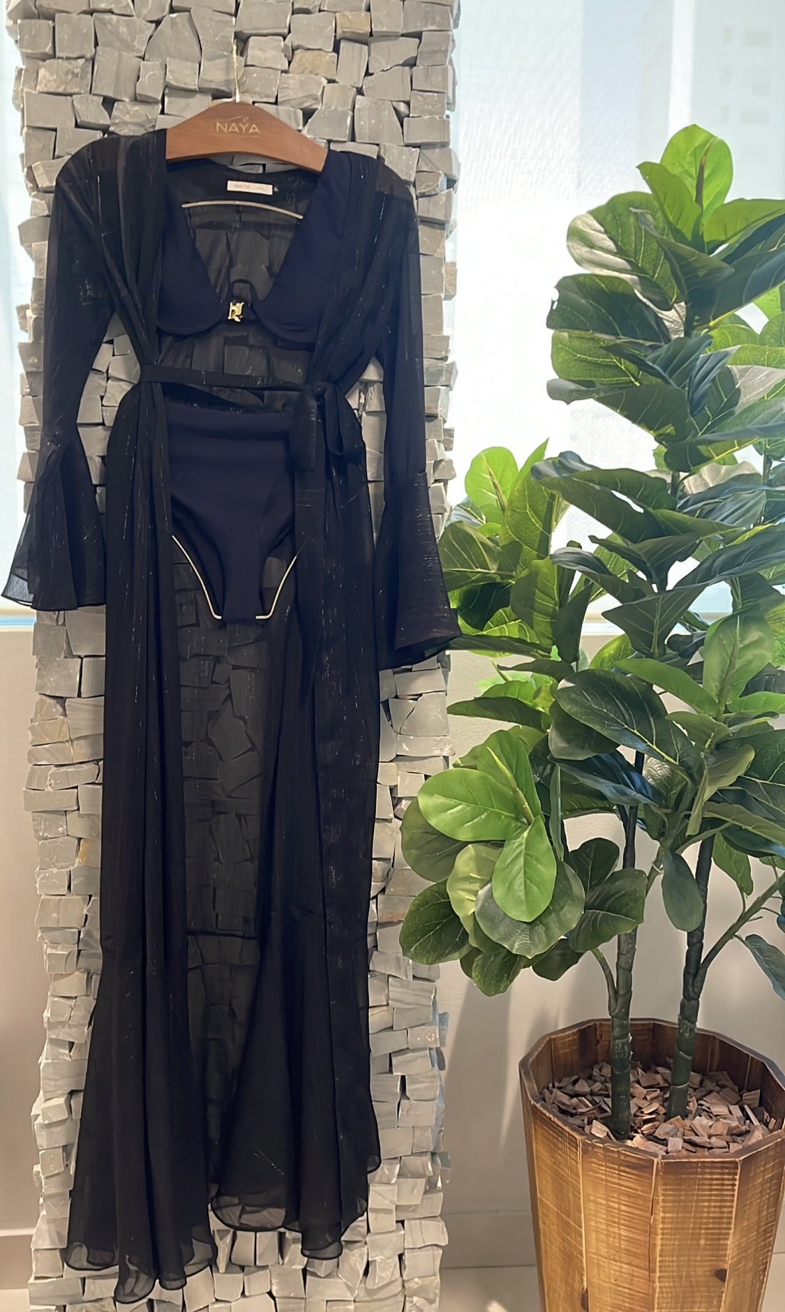 KAFTAN LONGO PRETO LUREX - imagem 3
