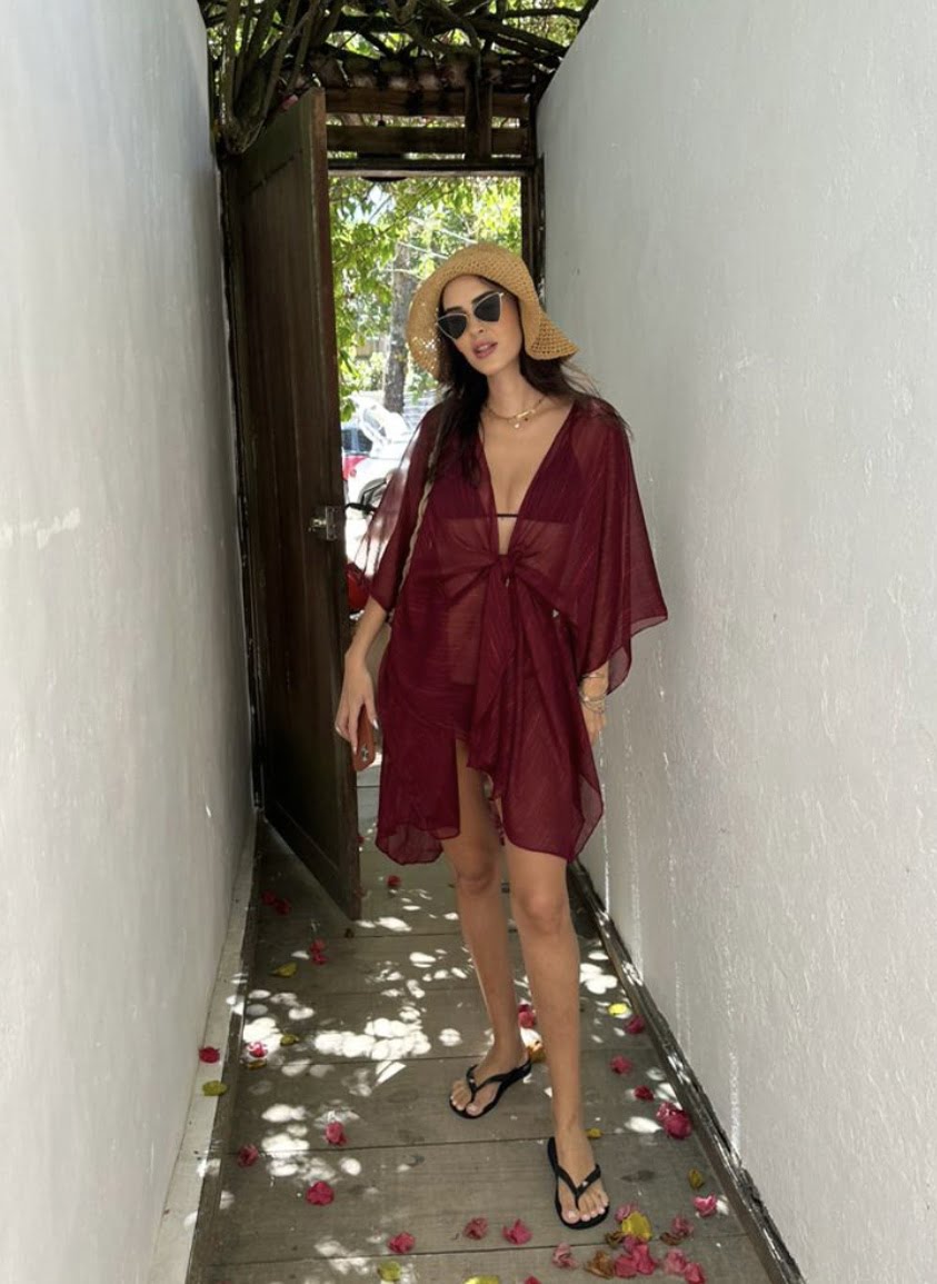 KAFTAN CURTO BORDÔ - NAYA Beachwear