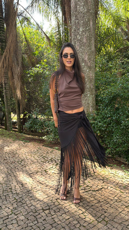 SAIA FRANJA TULUM PRETA - imagem 3