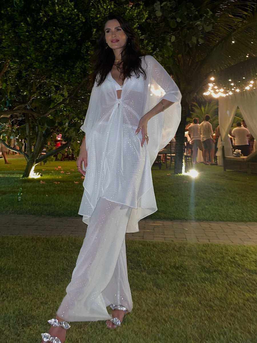 KAFTAN CURTO STRASS BRANCO - NAYA Beachwear