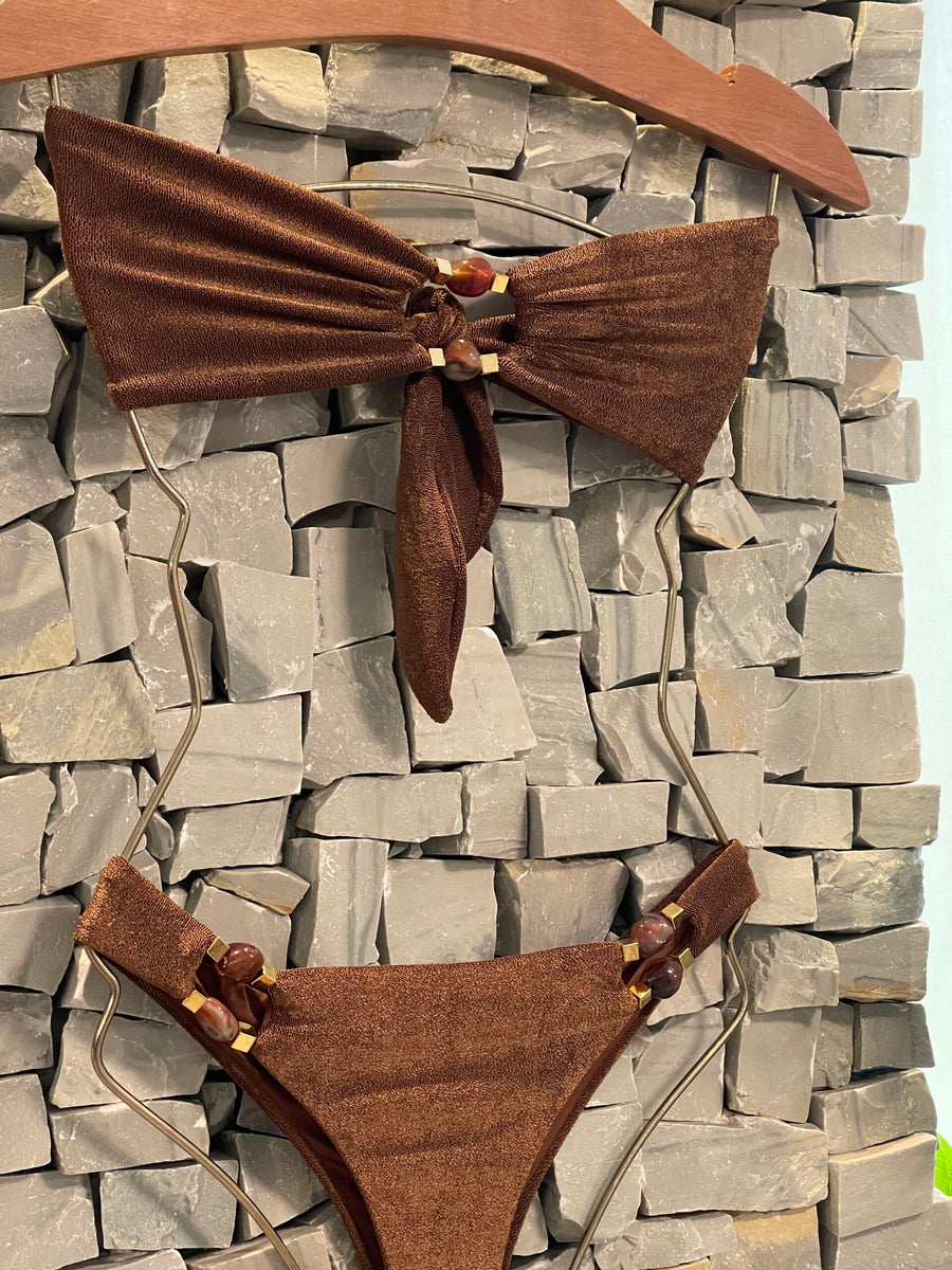 TOP ÁGATA DE FOGO MARROM - detalhe - NAYA Beachwear