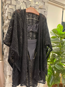 KAFTAN CURTO RENDA PRETO - imagem 2