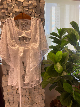 KAFTAN CURTO RENDA BRANCO - imagem 1