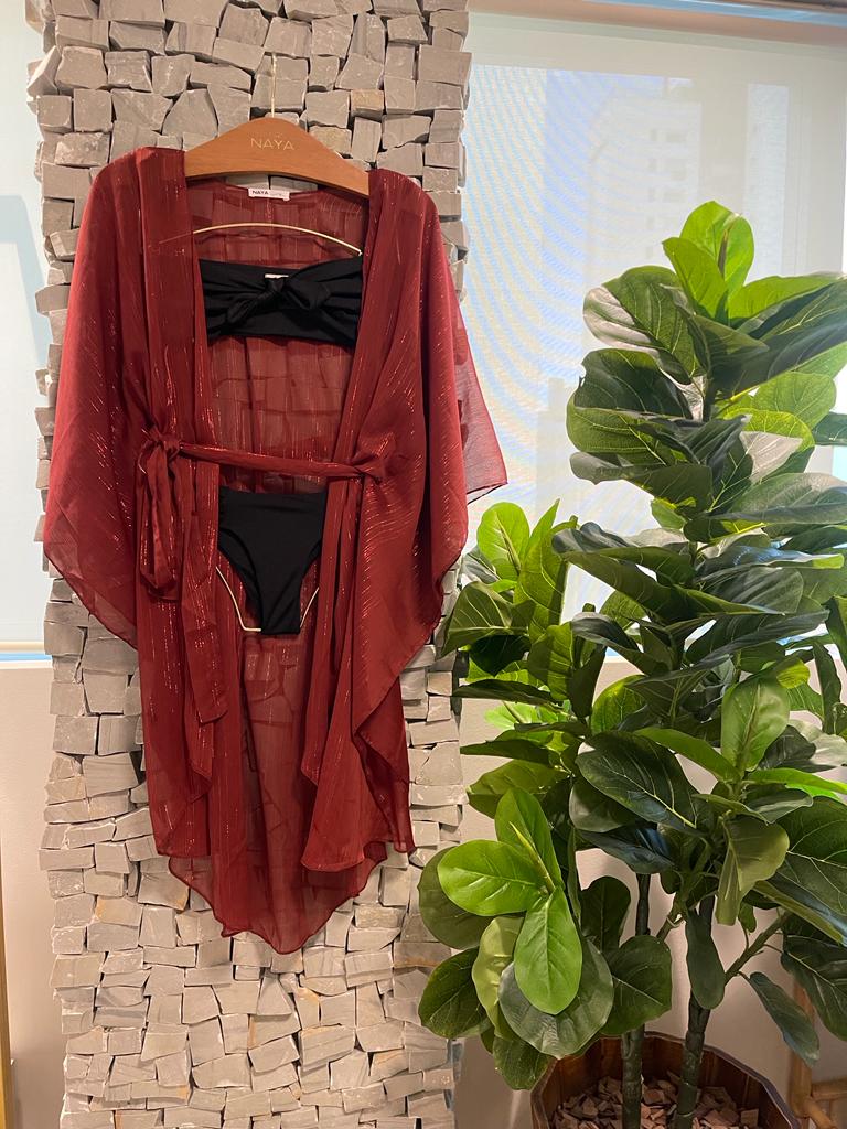 KAFTAN CURTO BORDÔ - detalhe - NAYA Beachwear