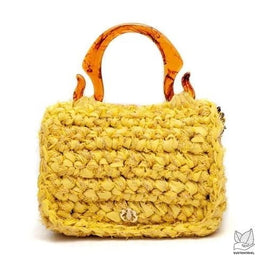Bolsa ISLA Yellow Mini Baú Rainbow em Crochê Sustentável e Cristais amarelo - imagem 4