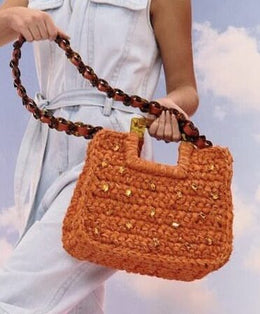 Bolsa ISLA laranja de praia Tote Rainbow Handmade To Shine Crochê Sustentável - imagem 1