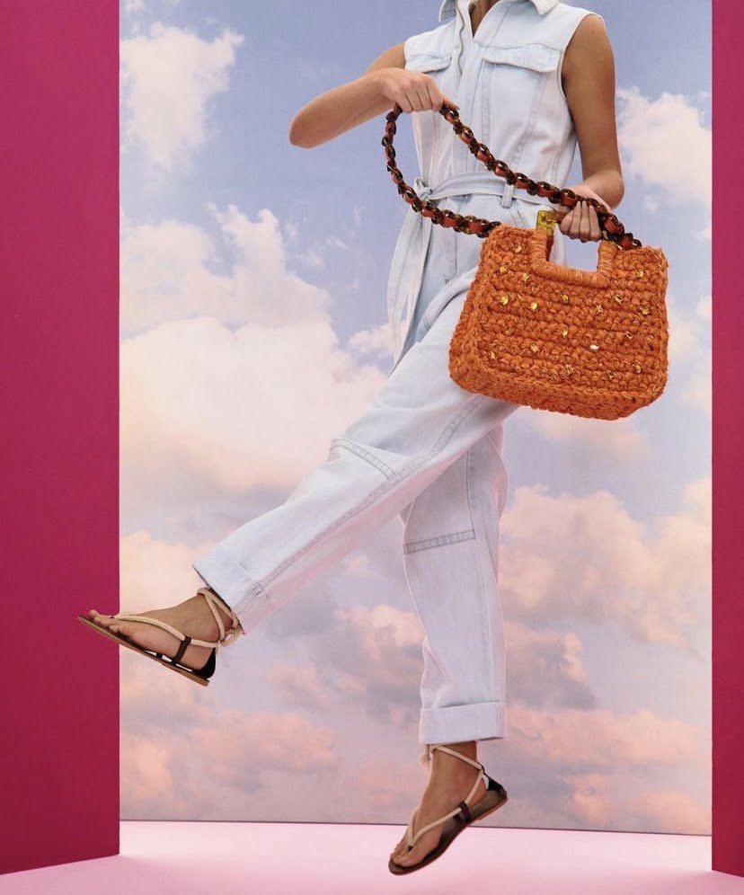 Bolsa ISLA laranja de praia Tote Rainbow Handmade To Shine Crochê Sustentável - imagem 2