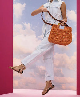 Bolsa ISLA laranja de praia Tote Rainbow Handmade To Shine Crochê Sustentável - imagem 2