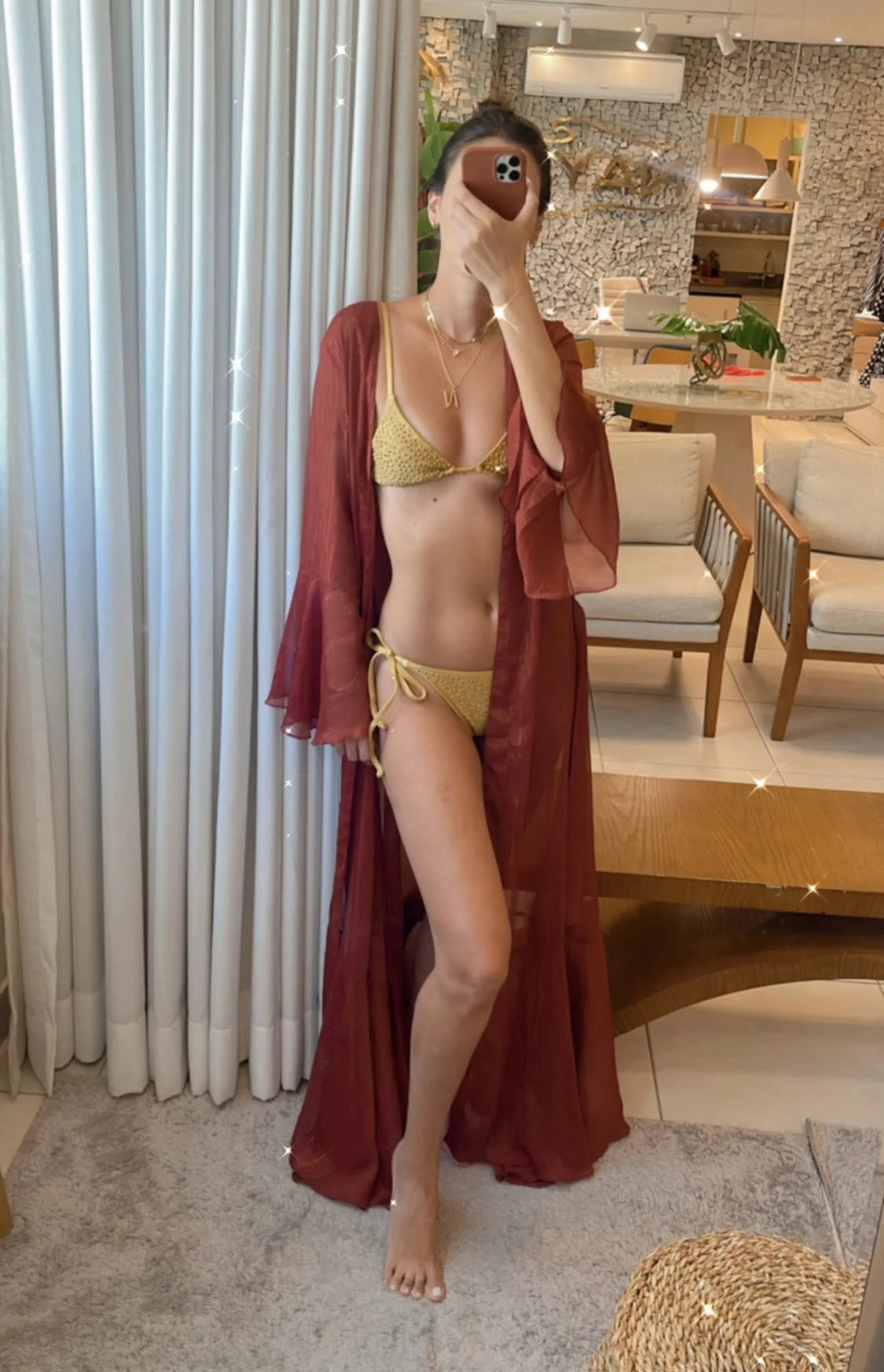 KAFTAN LONGO LUREX BORDÔ - imagem 5