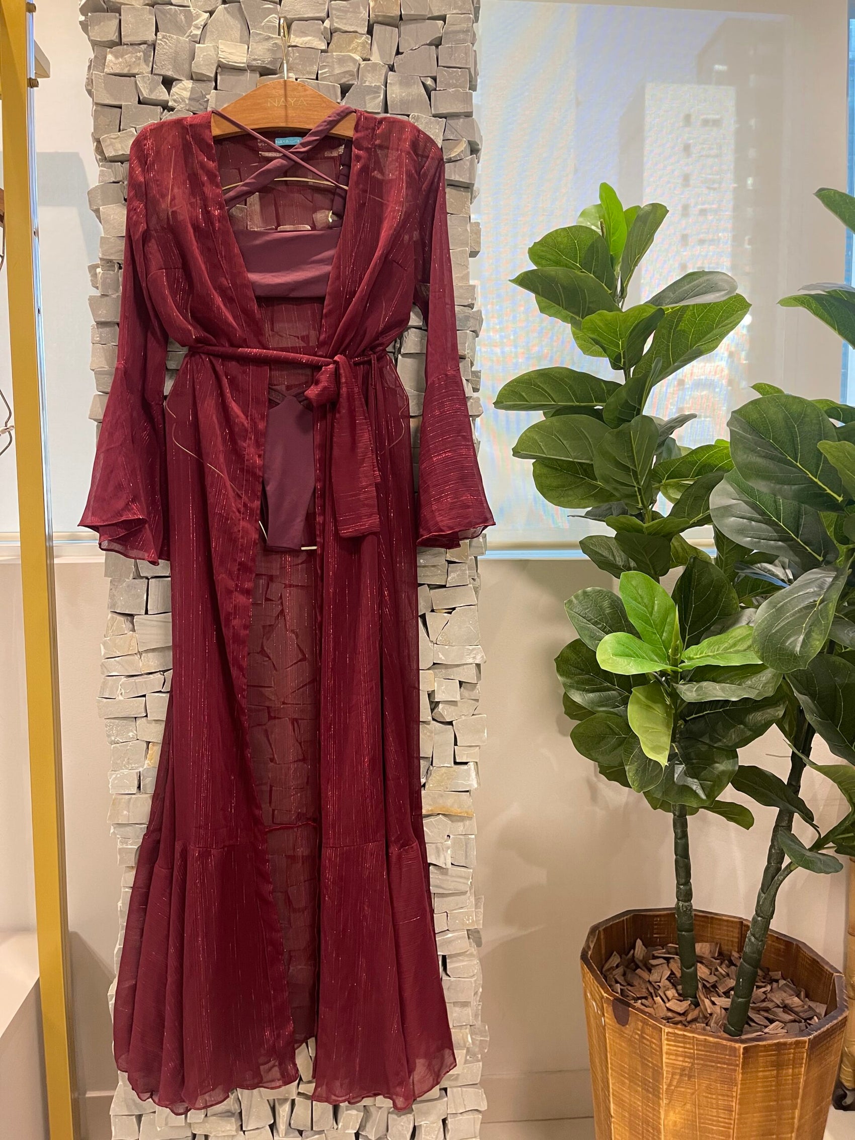 KAFTAN LONGO LUREX BORDÔ - imagem 3