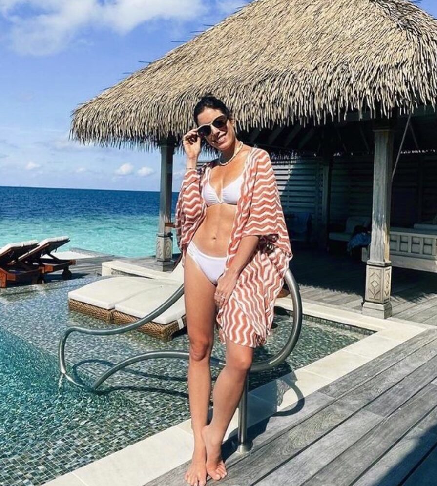 KAFTAN CURTO TRICOT CORAL/BRANCO