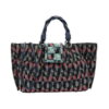 MAXI BOLSA ISLA MARINHO TAPEÇARIA MATELASSÊ BORDADA ALÇAS EM COURO NATURAL MULTI BLUE ISLA