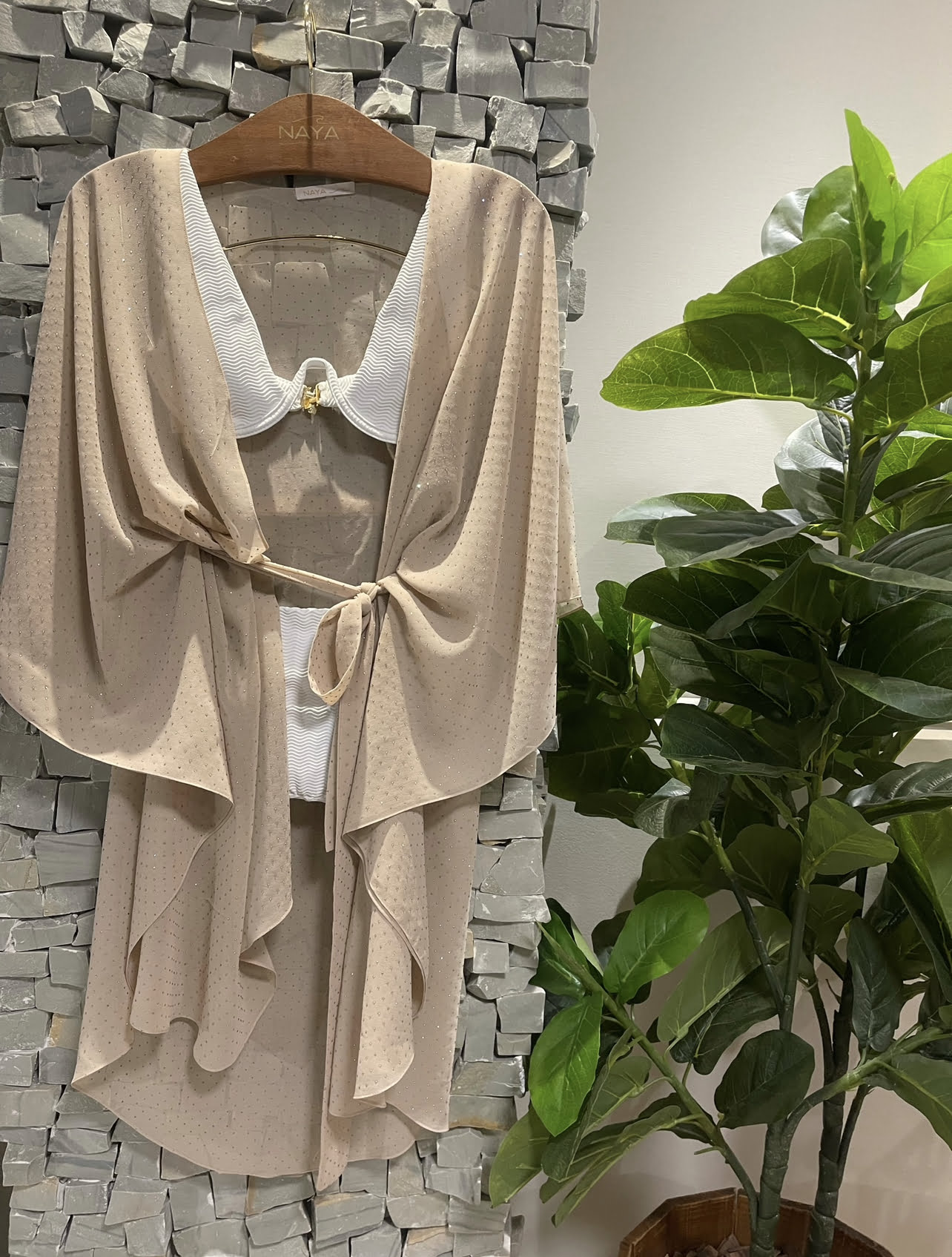 KAFTAN CURTO STRASS NUDE