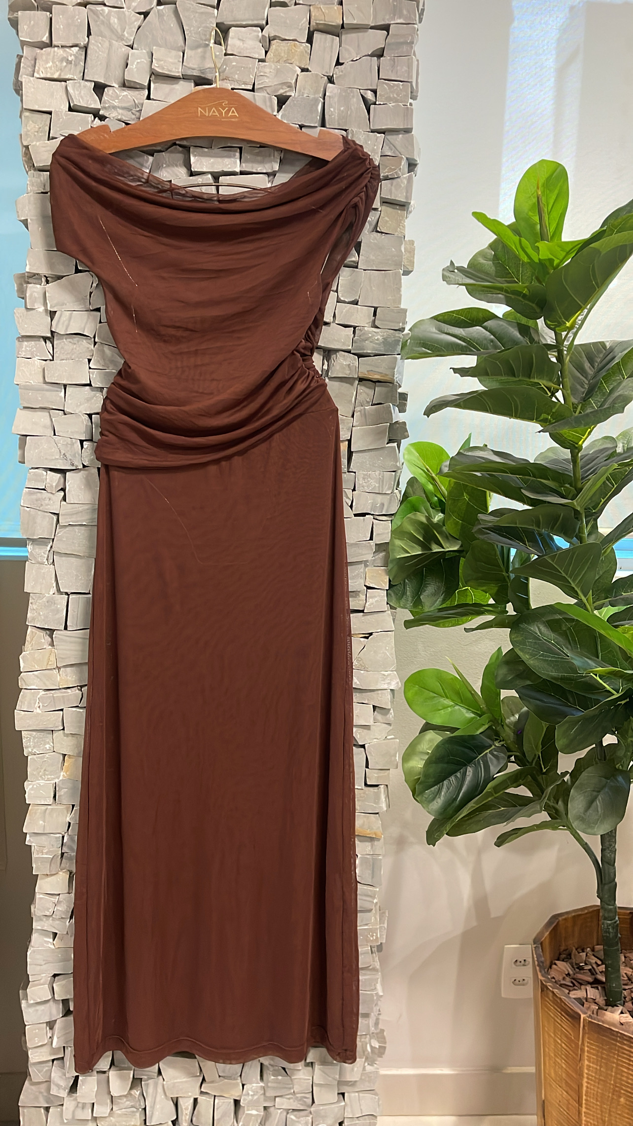 BLUSA CANNES TULE MARROM