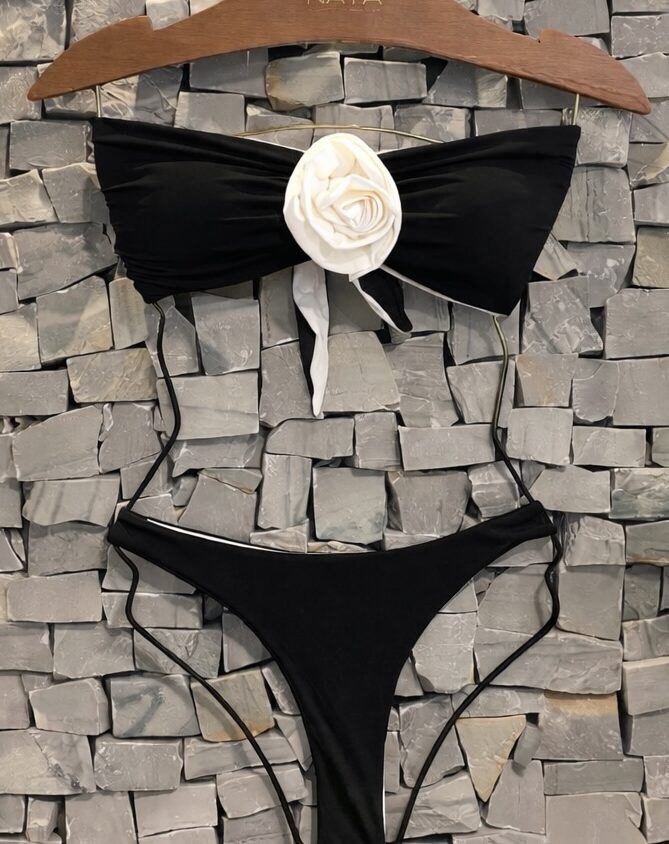 TOP FLOR FABI PRETO E CALCINHA - PRÉ VENDA