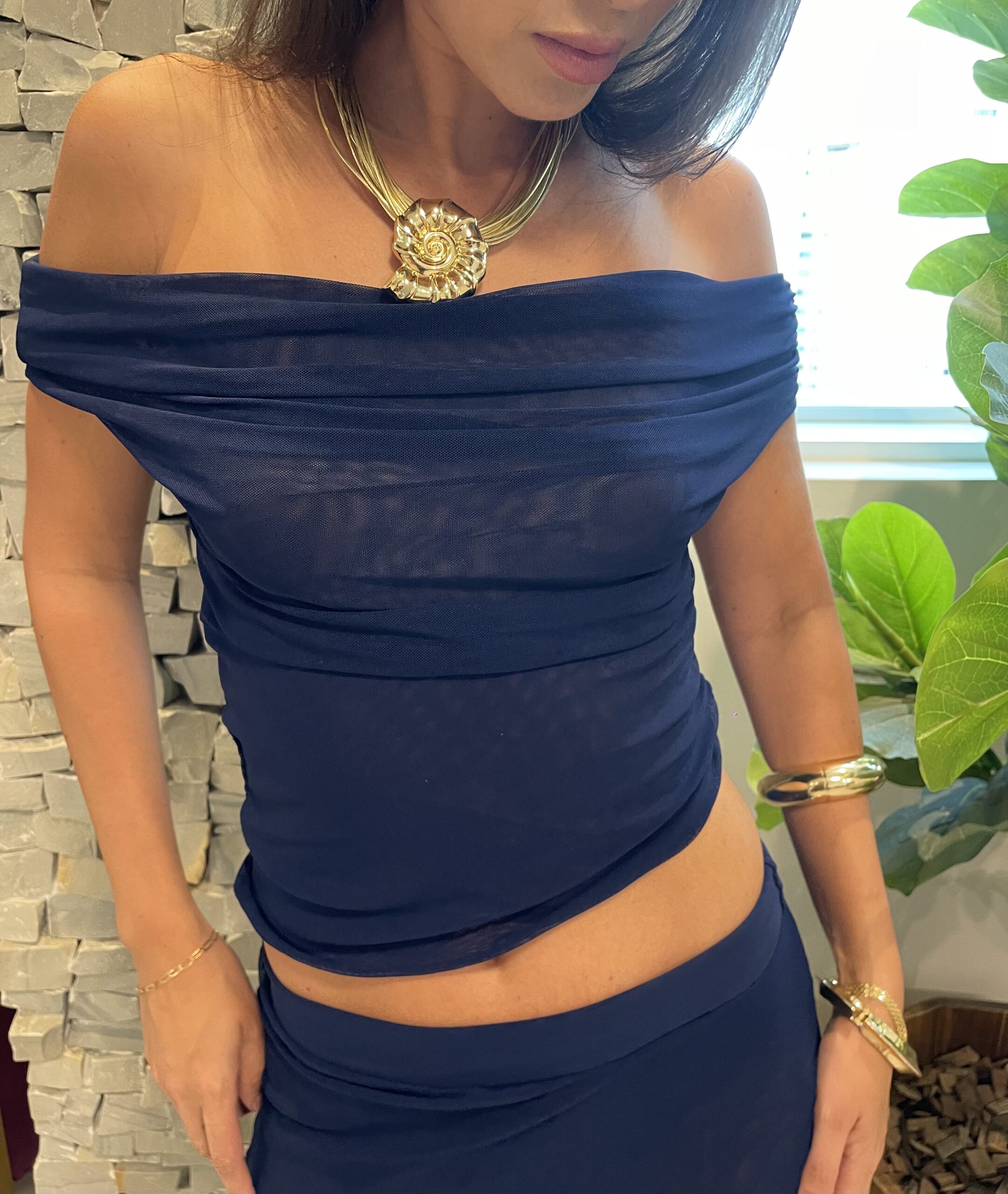 BLUSA CANNES TULE MARINHO